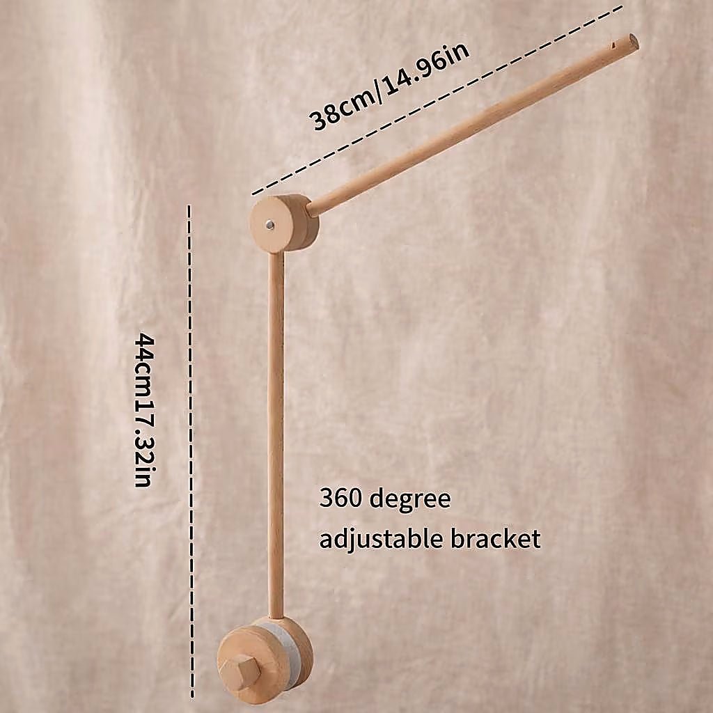 Natural Beech Wood Baby Crib Mobile Hanger Arms:Small Bear • Adjustable - Kids Art Frames