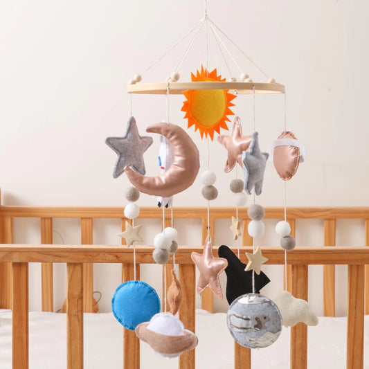 Space Crib Mobile: Handmade Felt Planets, Astronaut & Rocket - Kids Art Frames