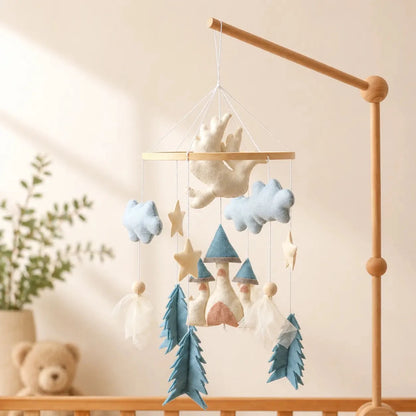 Felt Castle Dragon Crib Mobile, Blue Fairytale Baby Nursery Decor - Kids Art Frames