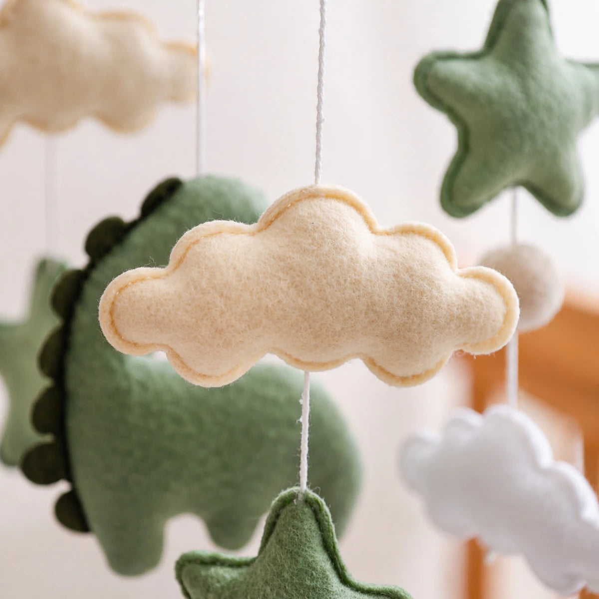 Felt Dinosaur Baby Mobile: Handmade Nursery Decor, Woodland Theme - Kids Art Frames