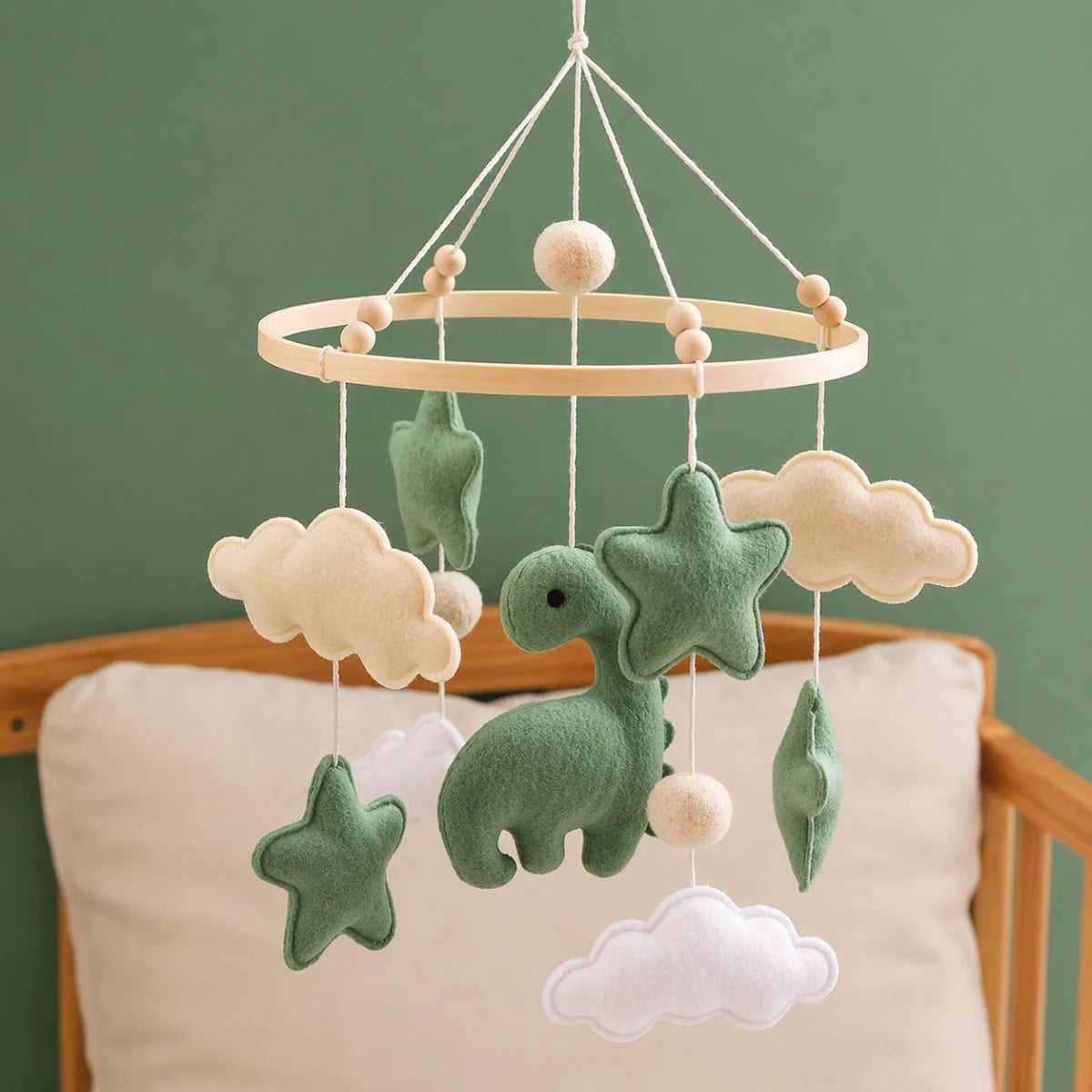 Felt Dinosaur Baby Mobile: Handmade Nursery Decor, Woodland Theme - Kids Art Frames
