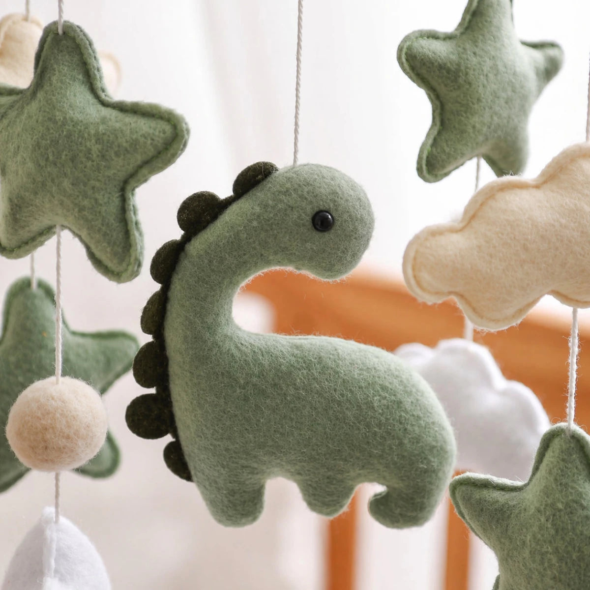 Felt Dinosaur Baby Mobile: Handmade Nursery Decor, Woodland Theme - Kids Art Frames