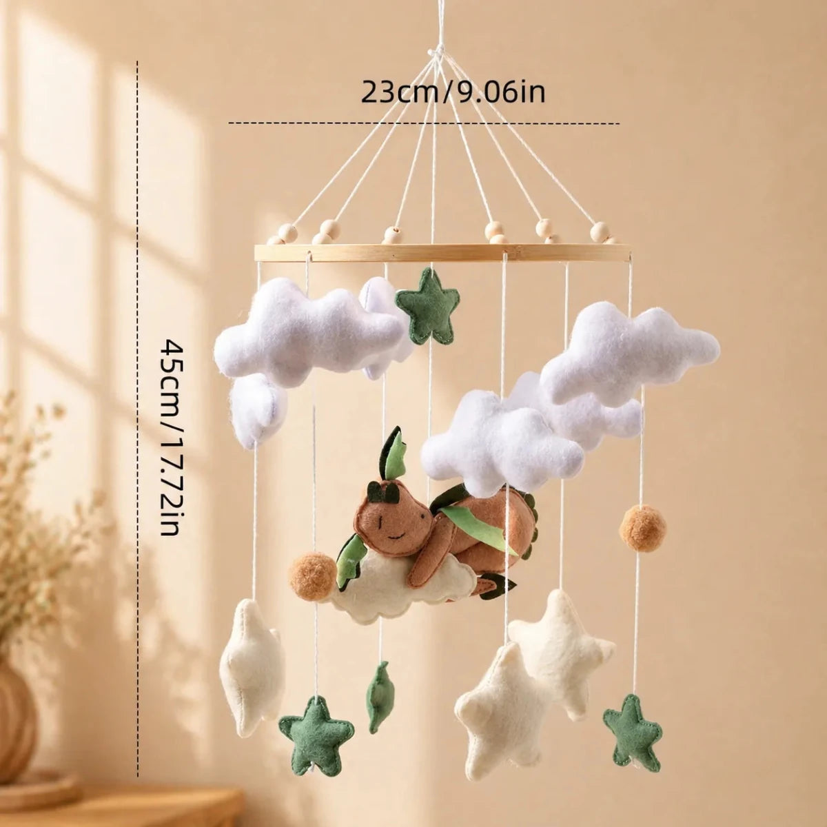 Felt Sleeping Dragon Crib Mobile, Handmade Nursery Decor, Baby Shower Gift - Kids Art Frames