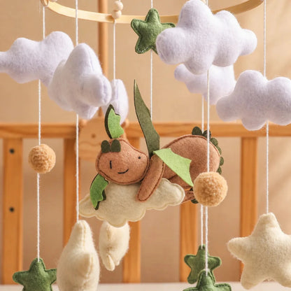 Felt Sleeping Dragon Crib Mobile, Handmade Nursery Decor, Baby Shower Gift - Kids Art Frames