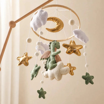 Green Dragon Felt Crib Mobile, Handmade Nursery Decor, Baby Shower Gift - Kids Art Frames