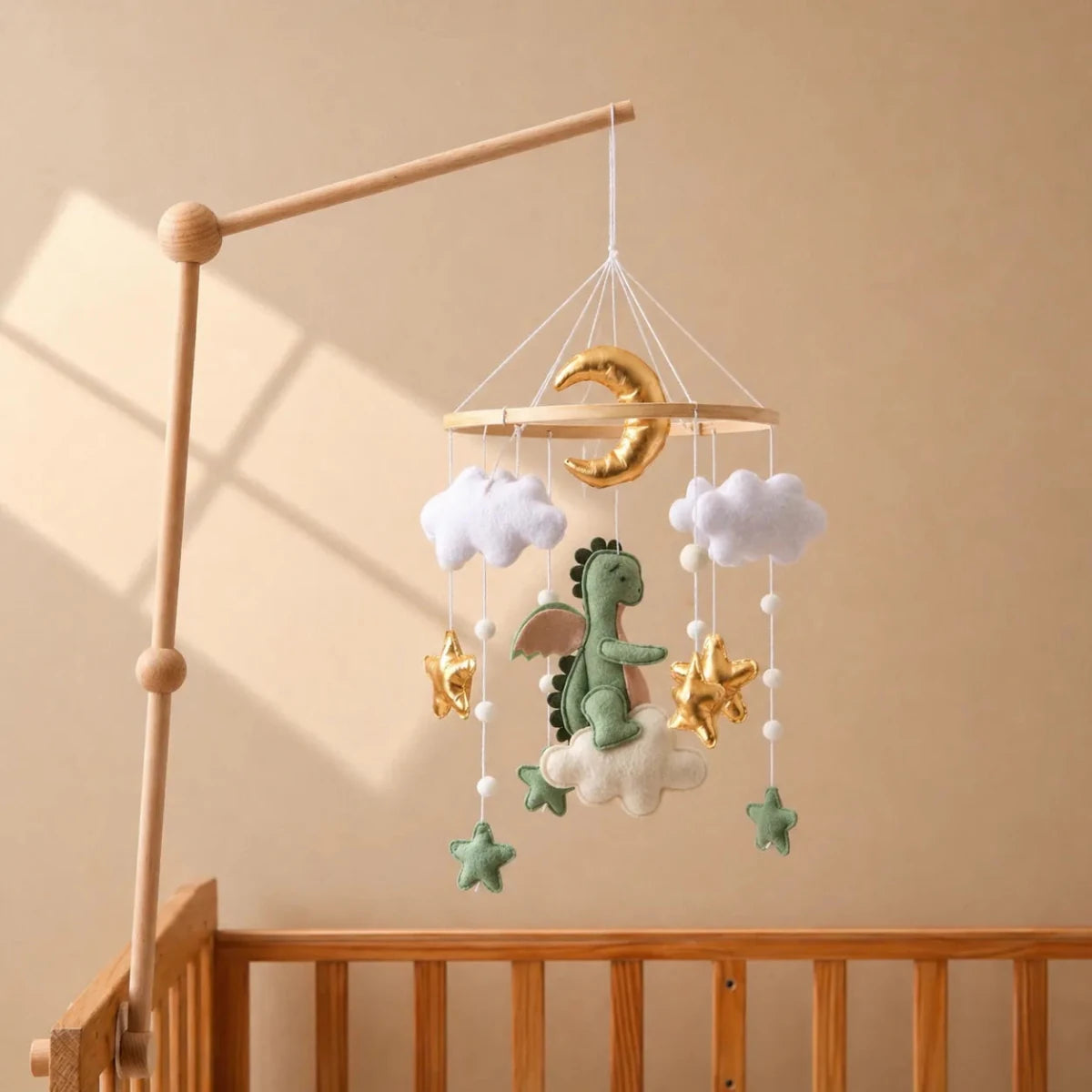 Green Dragon Felt Crib Mobile, Handmade Nursery Decor, Baby Shower Gift - Kids Art Frames