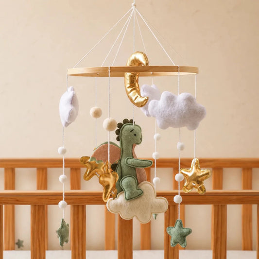 Green Dragon Felt Crib Mobile, Handmade Nursery Decor, Baby Shower Gift - Kids Art Frames