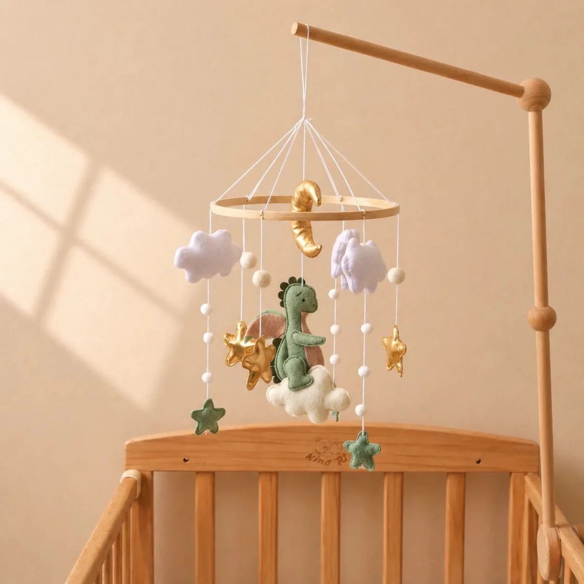 Green Dragon Felt Crib Mobile, Handmade Nursery Decor, Baby Shower Gift - Kids Art Frames