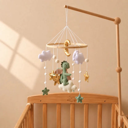 Green Dragon Felt Crib Mobile, Handmade Nursery Decor, Baby Shower Gift - Kids Art Frames