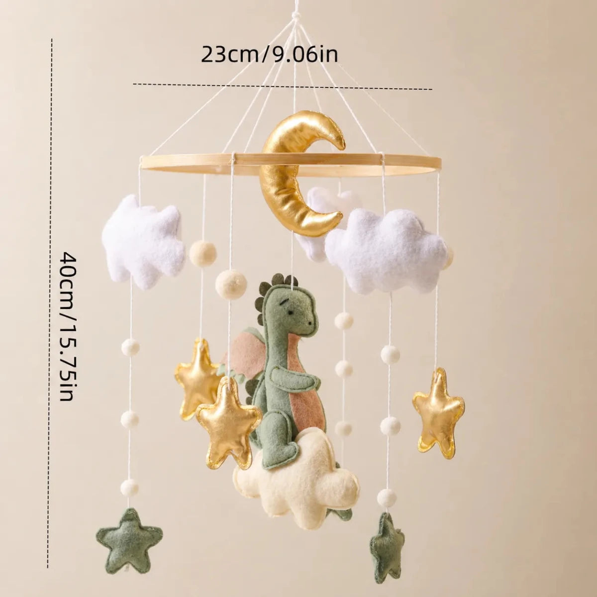 Green Dragon Felt Crib Mobile, Handmade Nursery Decor, Baby Shower Gift - Kids Art Frames