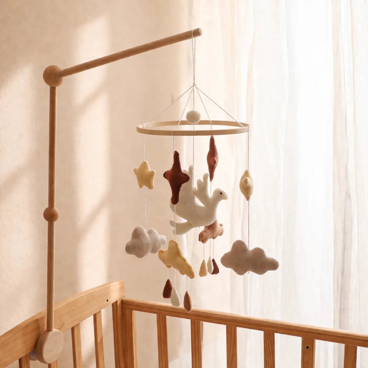 Handmade Felt Flying Bird Crib Mobile, Neutral Nursery Decor, Baby Shower Gift - Kids Art Frames
