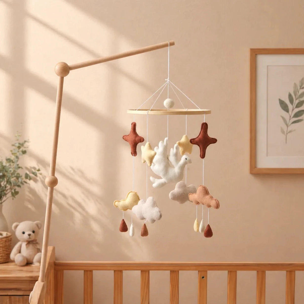 Handmade Felt Flying Bird Crib Mobile, Neutral Nursery Decor, Baby Shower Gift - Kids Art Frames