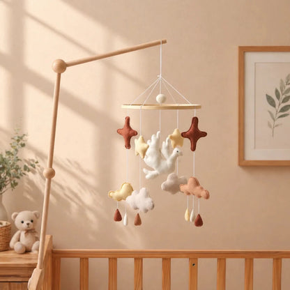 Handmade Felt Flying Bird Crib Mobile, Neutral Nursery Decor, Baby Shower Gift - Kids Art Frames