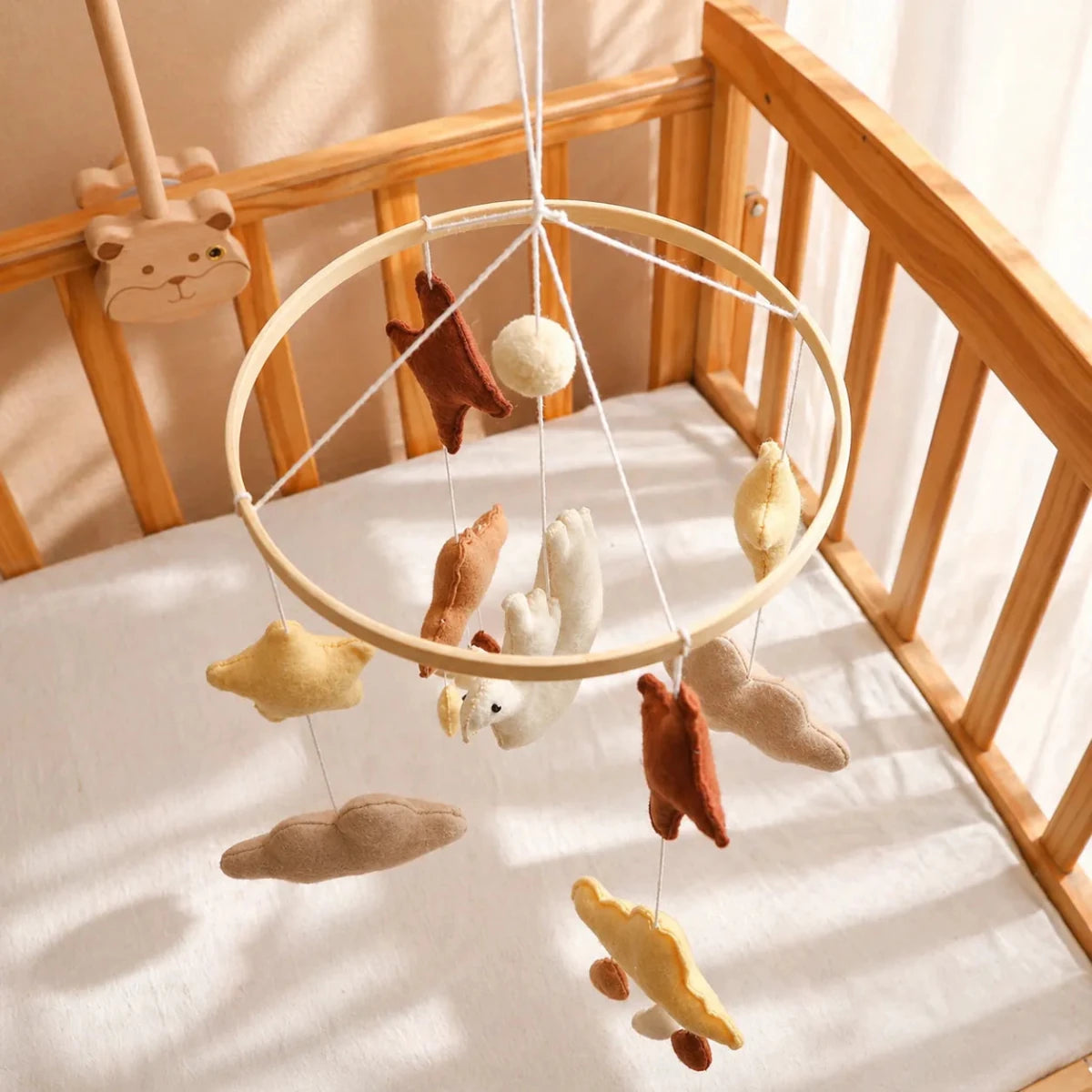 Handmade Felt Flying Bird Crib Mobile, Neutral Nursery Decor, Baby Shower Gift - Kids Art Frames