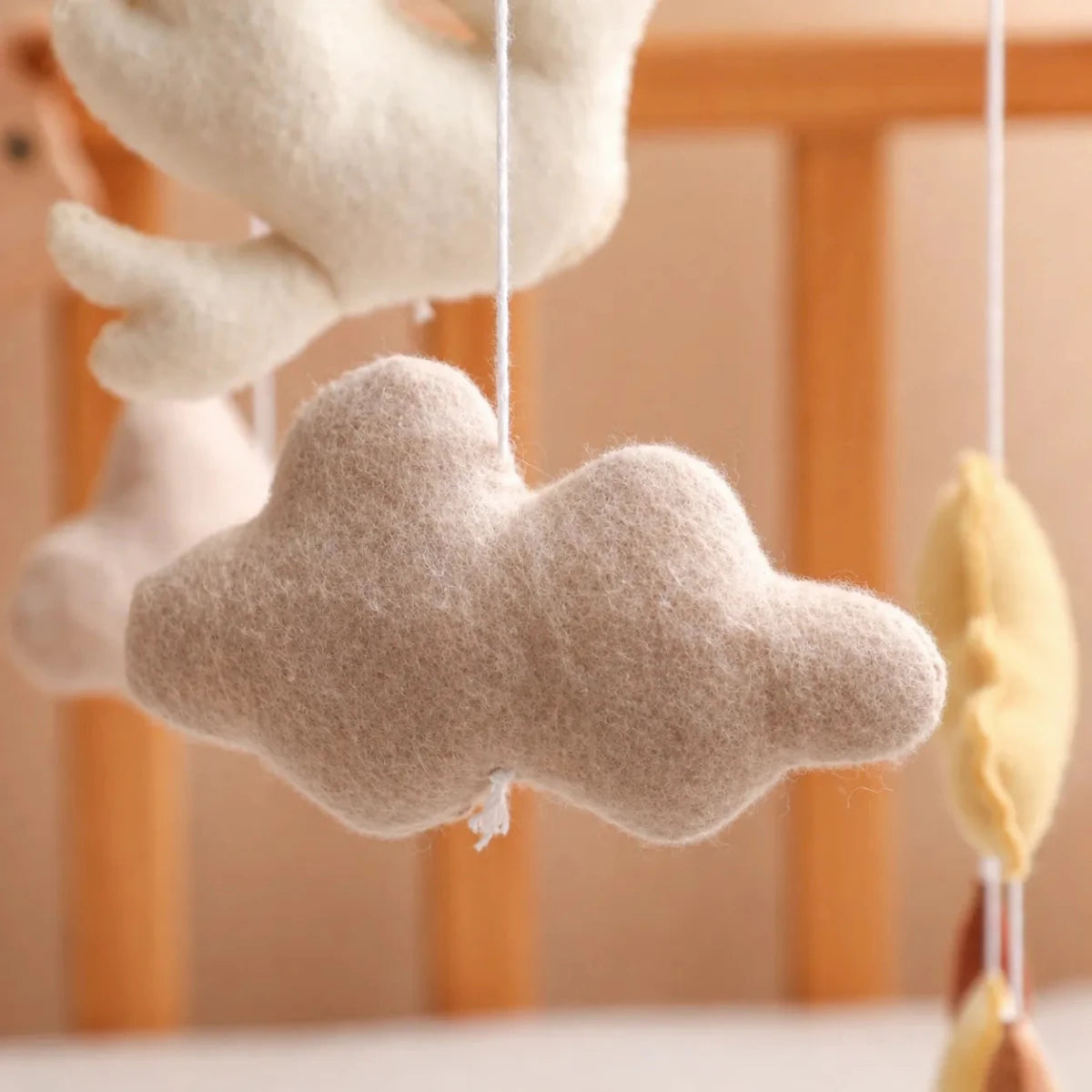 Handmade Felt Flying Bird Crib Mobile, Neutral Nursery Decor, Baby Shower Gift - Kids Art Frames