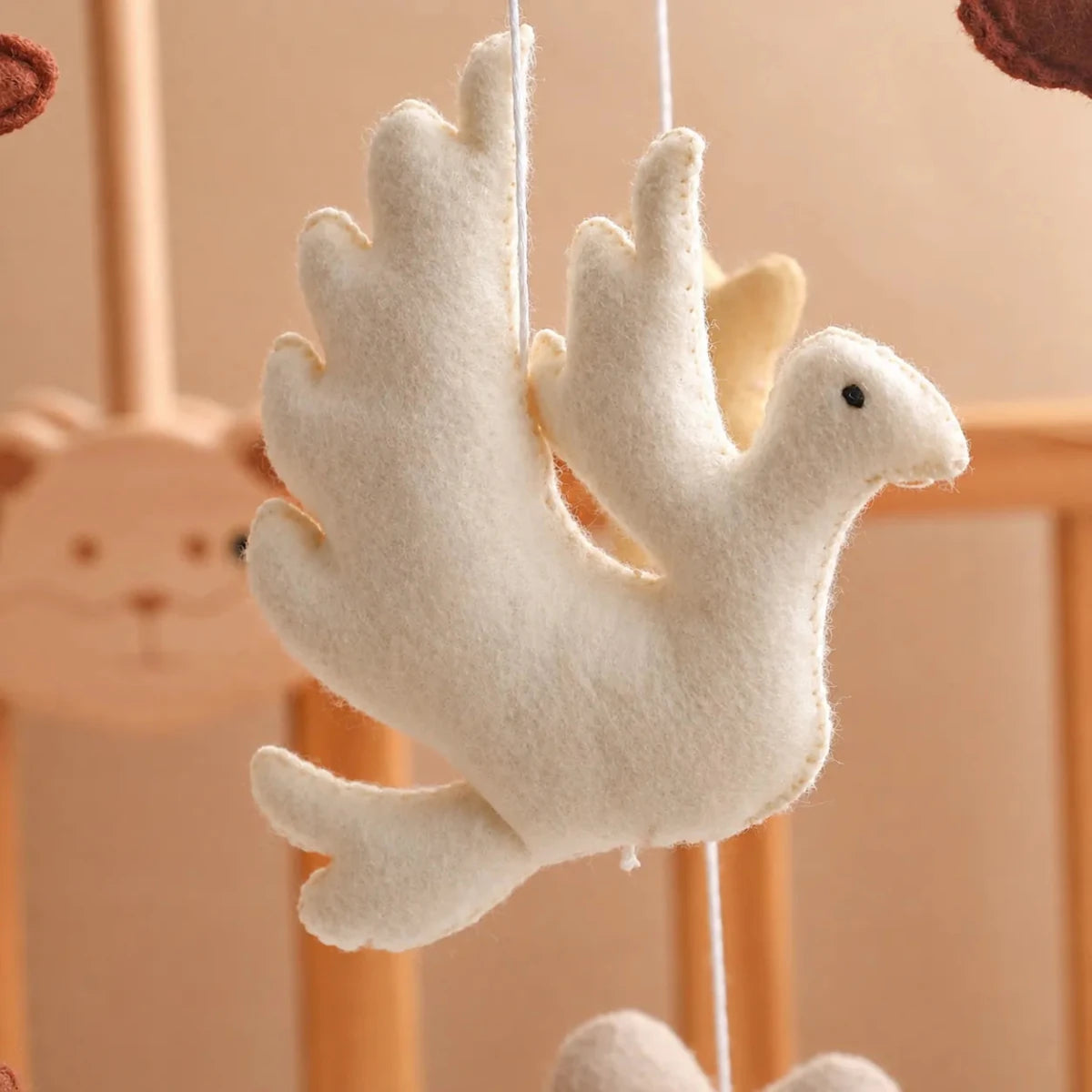 Handmade Felt Flying Bird Crib Mobile, Neutral Nursery Decor, Baby Shower Gift - Kids Art Frames