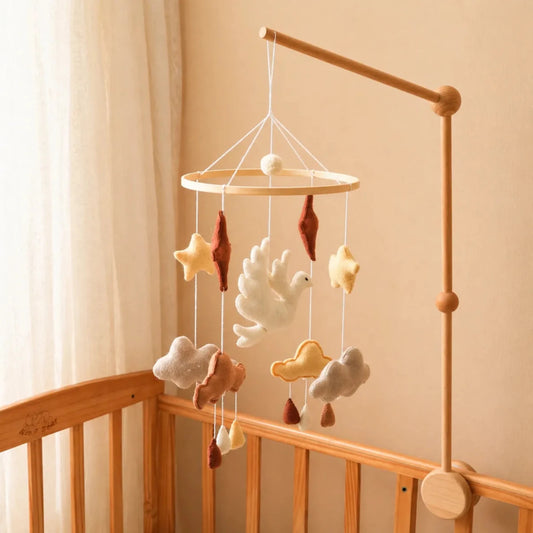 Handmade Felt Flying Bird Crib Mobile, Neutral Nursery Decor, Baby Shower Gift - Kids Art Frames