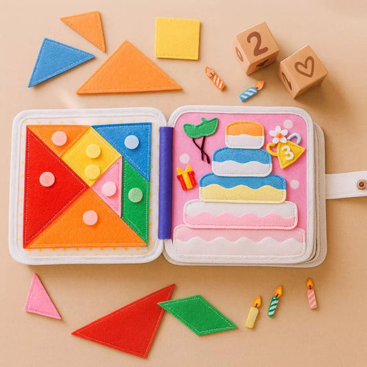 Handmade Felt Quiet Book: Montessori Baby Toy, Cuddly Bear Design - Kids Art Frames