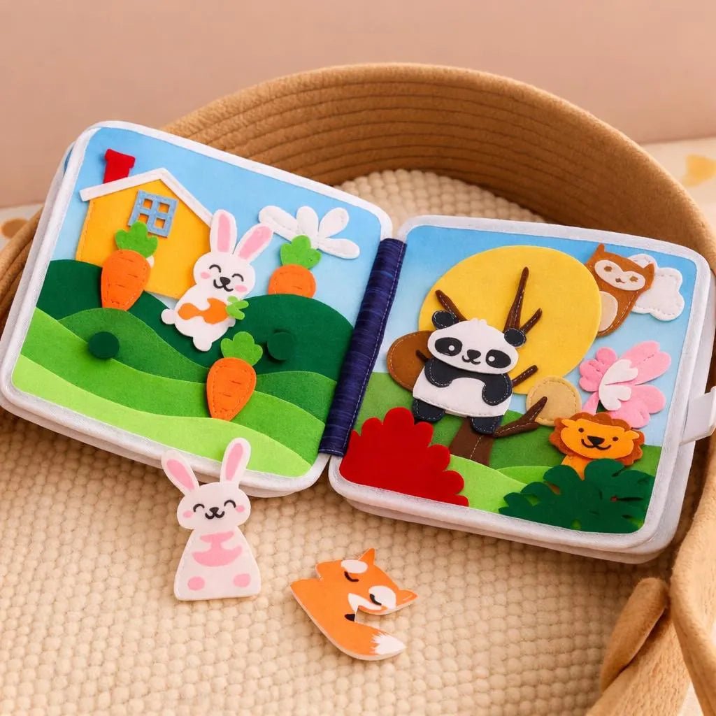 Handmade Felt Quiet Book: Montessori Baby Toy, Cuddly Bear Design - Kids Art Frames