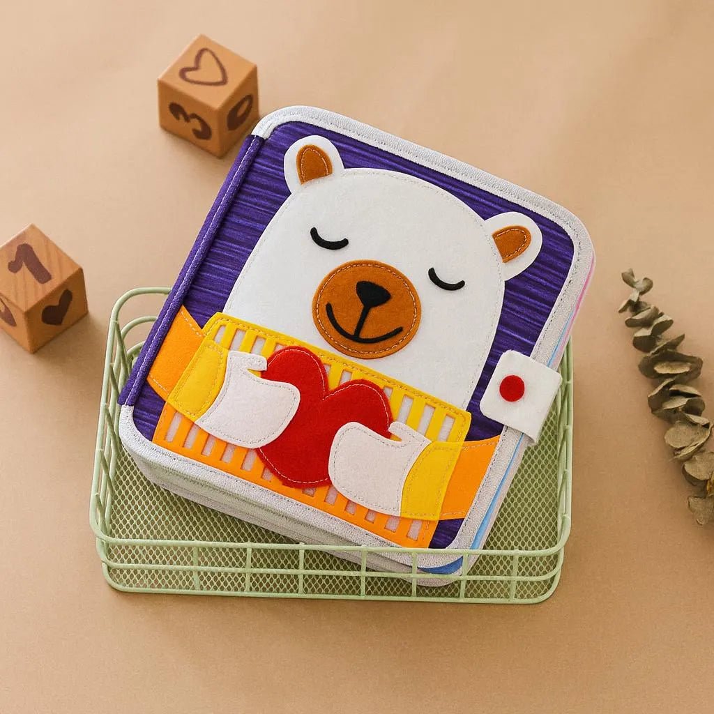 Handmade Felt Quiet Book: Montessori Baby Toy, Cuddly Bear Design - Kids Art Frames