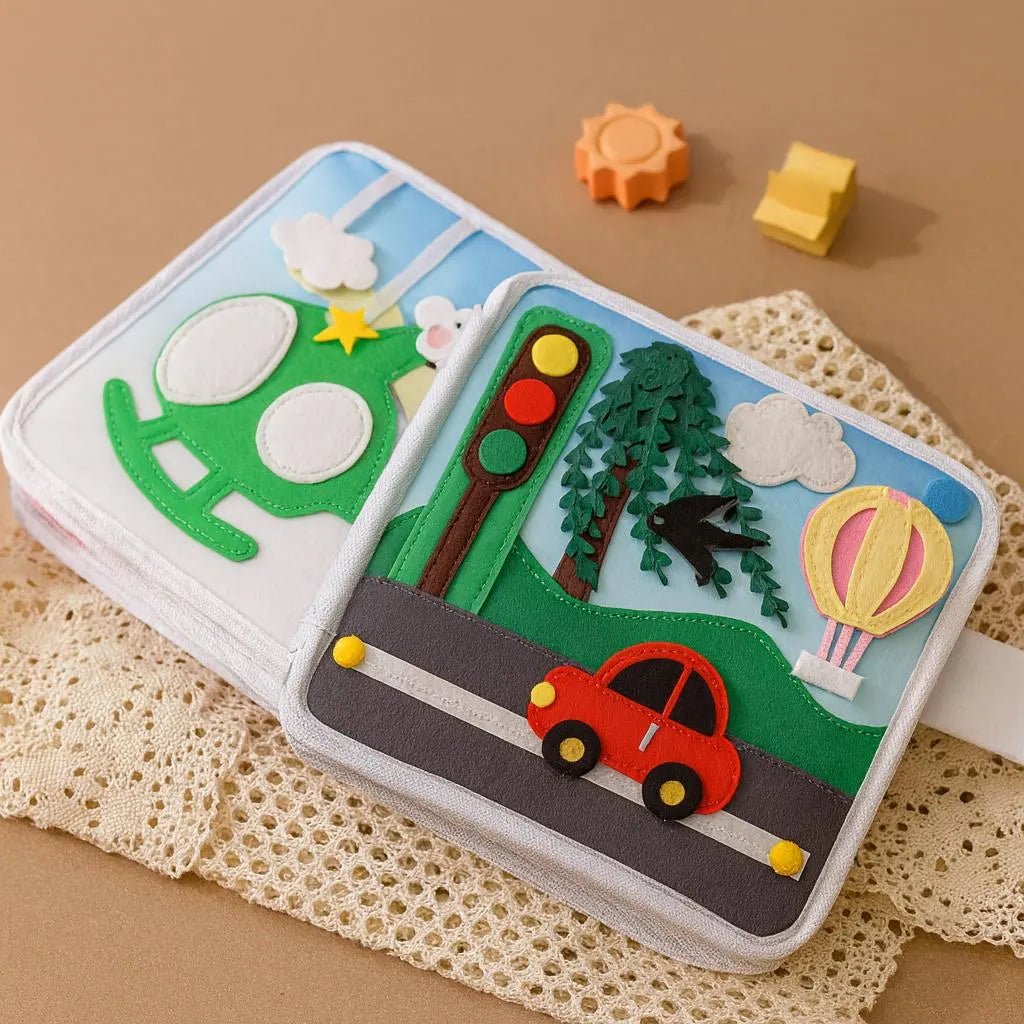 Handmade Felt Quiet Book: Montessori Baby Toy, Cuddly Bear Design - Kids Art Frames