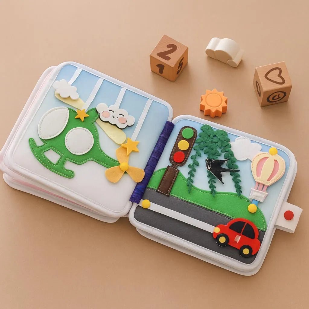 Handmade Felt Quiet Book: Montessori Baby Toy, Cuddly Bear Design - Kids Art Frames