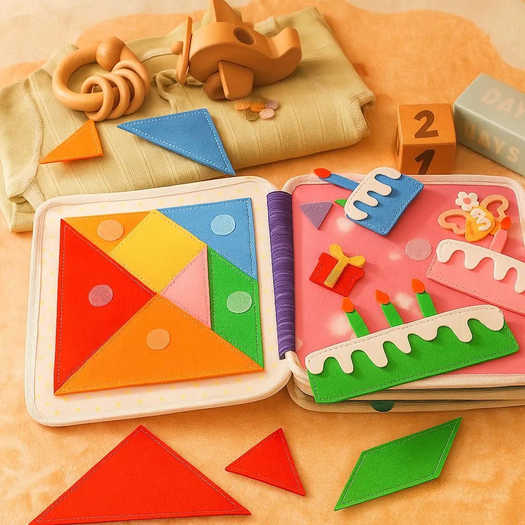 Handmade Felt Quiet Book: Montessori Baby Toy, Cuddly Bear Design - Kids Art Frames