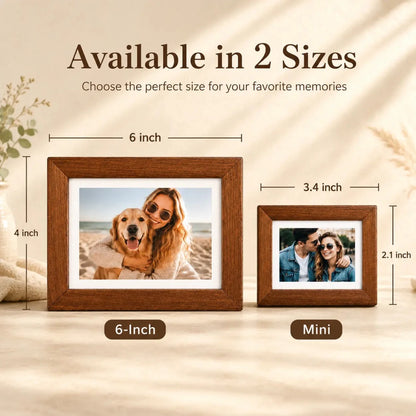 Mahogany Color Photo Frame: Real Wood Magnetic Memory Box | Three Size Available - Kids Art Frames