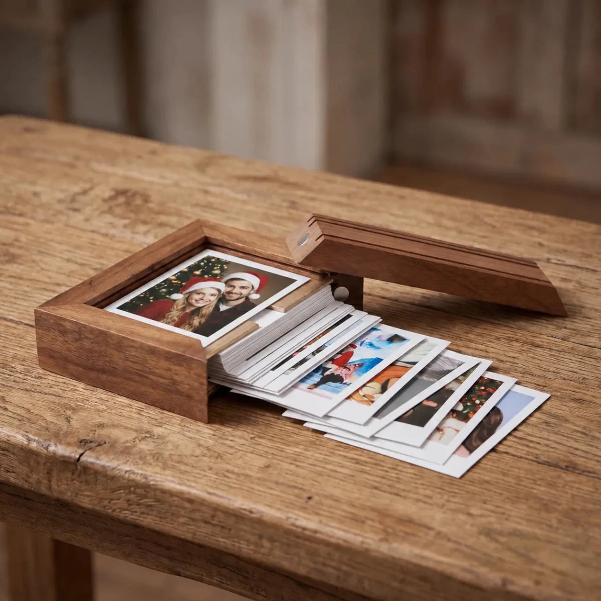 Mahogany Color Photo Frame: Real Wood Magnetic Memory Box | Three Size Available - Kids Art Frames