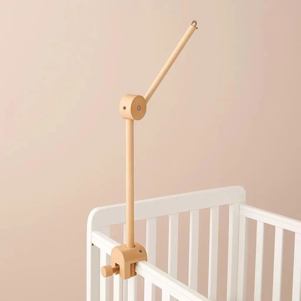 Natural Beech Wood Baby Crib Mobile Hanger Arm: Cloud & Flower Shape Designs | Adjustable Height - Kids Art Frames