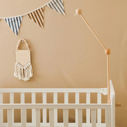 Natural Beech Wood Baby Crib Mobile Hanger Arm: Cloud & Flower Shape Designs | Adjustable Height - Kids Art Frames