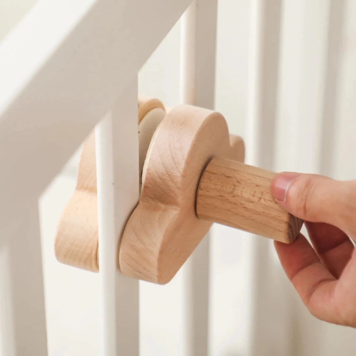 Natural Beech Wood Baby Crib Mobile Hanger Arm: Cloud & Flower Shape Designs | Adjustable Height - Kids Art Frames
