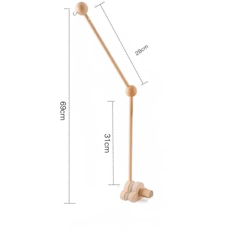 Natural Beech Wood Baby Crib Mobile Hanger Arm: Cloud & Flower Shape Designs | Adjustable Height - Kids Art Frames