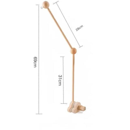 Natural Beech Wood Baby Crib Mobile Hanger Arm: Cloud & Flower Shape Designs | Adjustable Height - Kids Art Frames