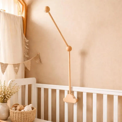 Natural Beech Wood Baby Crib Mobile Hanger Arm: Cloud & Flower Shape Designs | Adjustable Height - Kids Art Frames