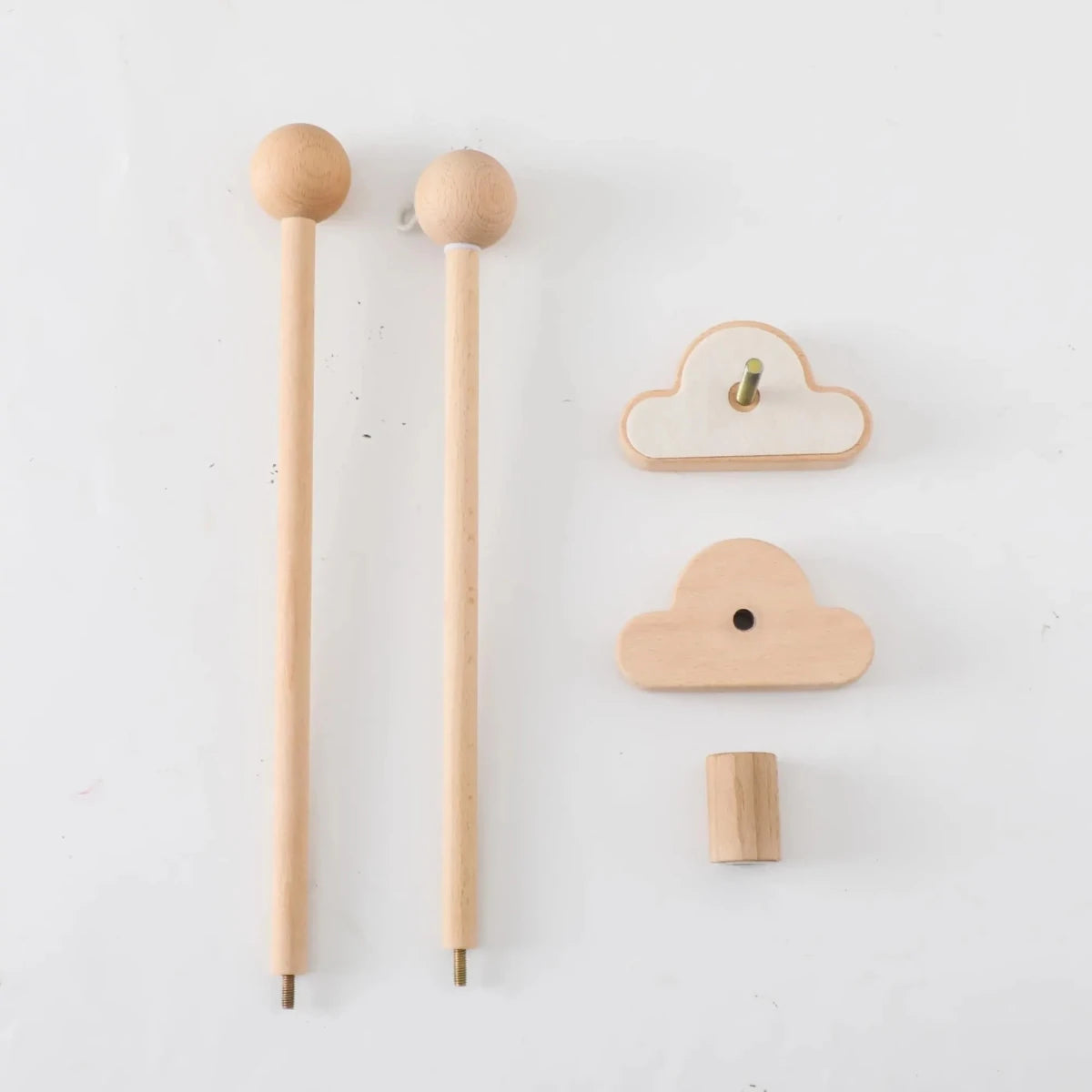 Natural Beech Wood Baby Crib Mobile Hanger Arm: Cloud & Flower Shape Designs | Adjustable Height - Kids Art Frames