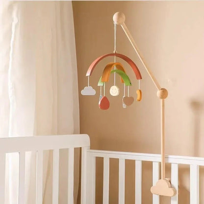Natural Beech Wood Baby Crib Mobile Hanger Arm: Cloud & Flower Shape Designs | Adjustable Height - Kids Art Frames