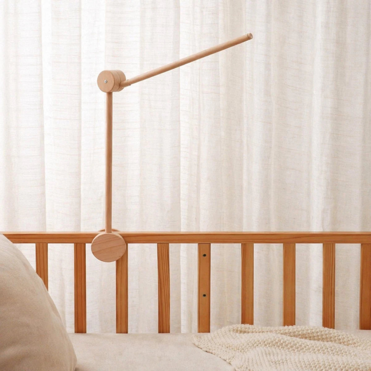 Natural Beech Wood Baby Crib Mobile Hanger Arms:Small Bear • Adjustable - Kids Art Frames