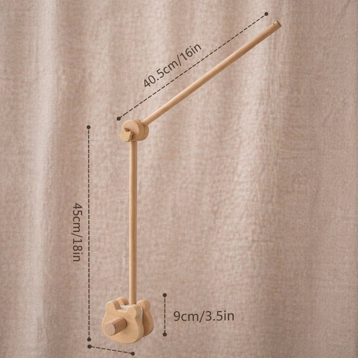 Natural Beech Wood Baby Crib Mobile Hanger Arms:Small Bear • Adjustable - Kids Art Frames