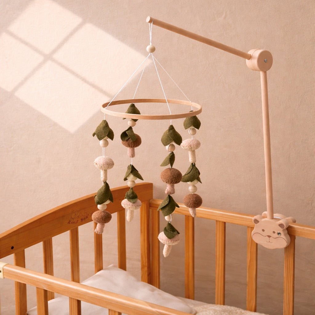 Natural Beech Wood Baby Crib Mobile Hanger Arms:Small Bear • Adjustable - Kids Art Frames