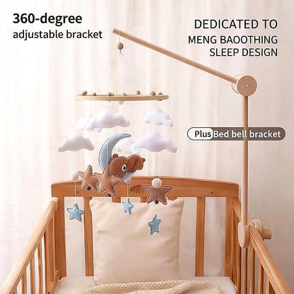 Natural Beech Wood Baby Crib Mobile Hanger Arms:Small Bear • Adjustable - Kids Art Frames