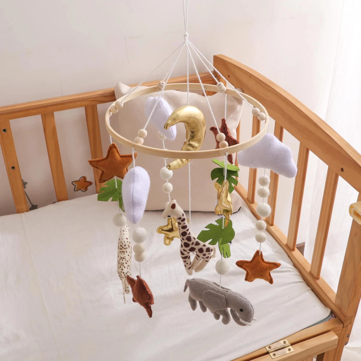 Safari Animal Crib Mobile: Handmade Felt Nursery Decor - Kids Art Frames
