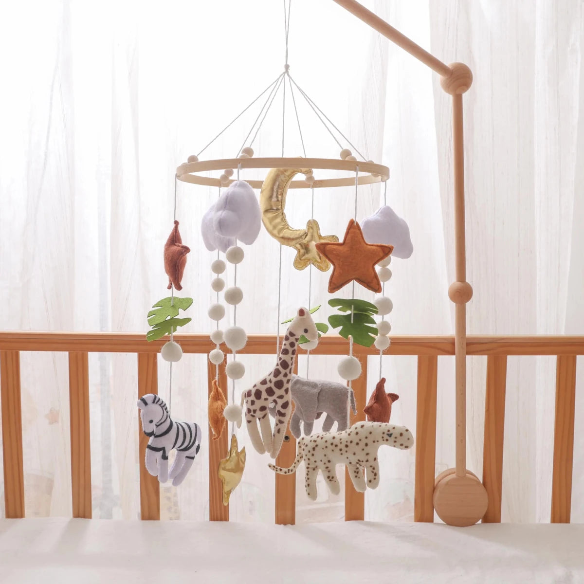 Safari Animal Crib Mobile: Handmade Felt Nursery Decor - Kids Art Frames