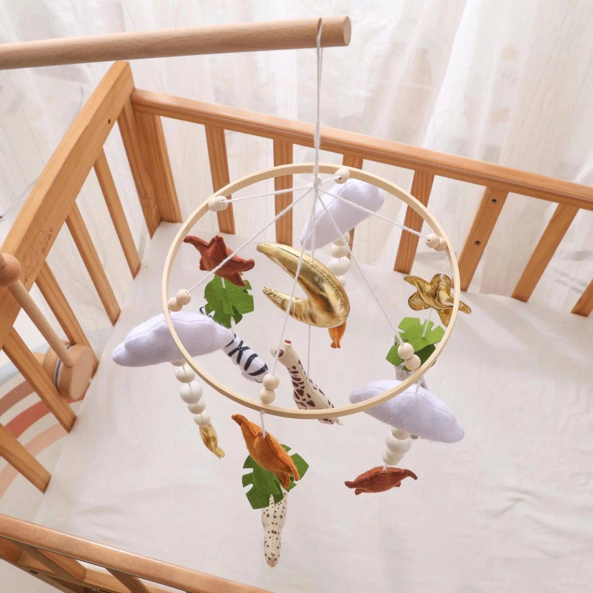 Safari Animal Crib Mobile: Handmade Felt Nursery Decor - Kids Art Frames
