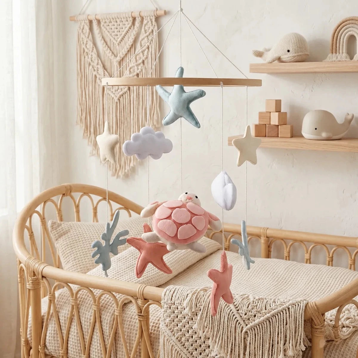 Sea Turtle Crib Hanger, Ocean Nursery Decor, Handmade Coastal Baby Nursery Gift - Kids Art Frames