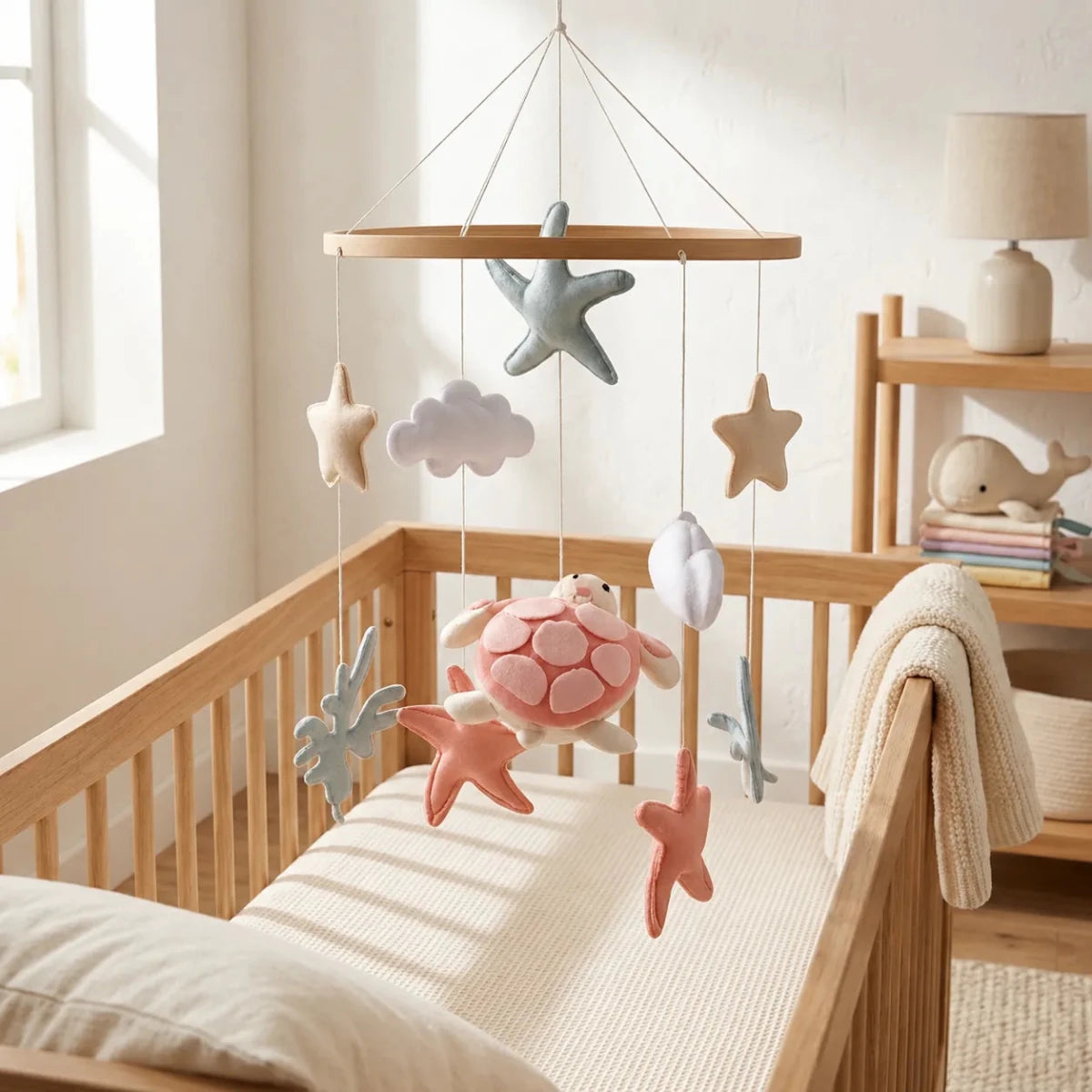 Sea Turtle Crib Hanger, Ocean Nursery Decor, Handmade Coastal Baby Nursery Gift - Kids Art Frames