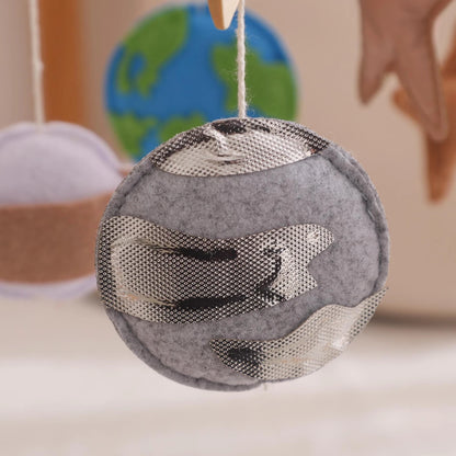 Space Crib Mobile: Handmade Felt Planets, Astronaut & Rocket - Kids Art Frames