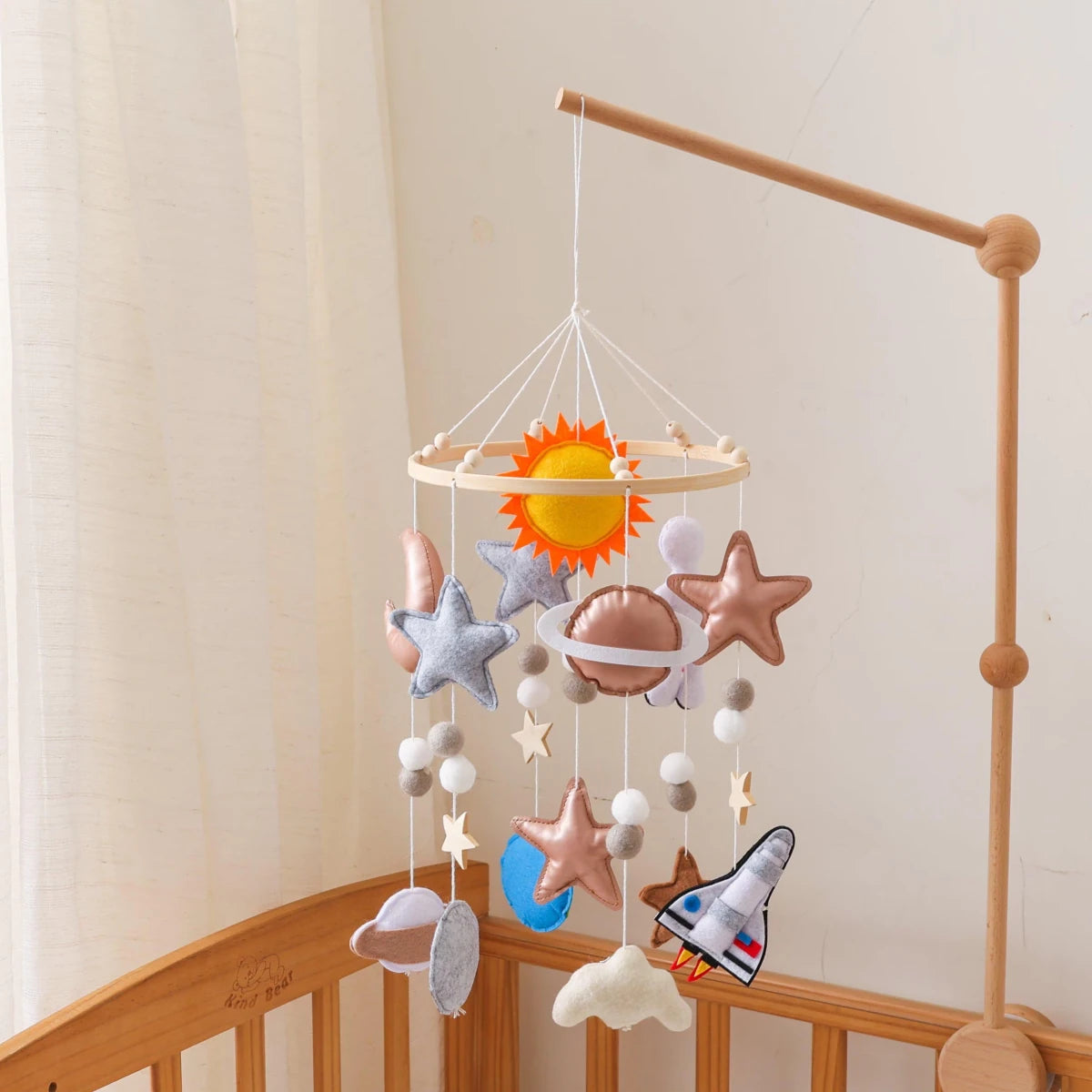 Space Crib Mobile: Handmade Felt Planets, Astronaut & Rocket - Kids Art Frames