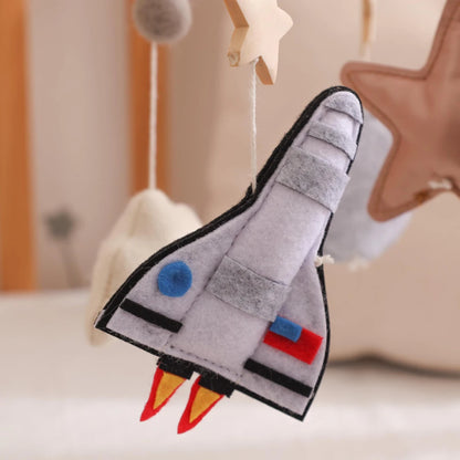 Space Crib Mobile: Handmade Felt Planets, Astronaut & Rocket - Kids Art Frames